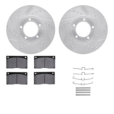 DYNAMIC FRICTION CO 7312-20002, Rotors-Drilled, Slotted-SLV w/3000 Series Ceramic Brake Pads incl. Hardware, Zinc Coat 7312-20002